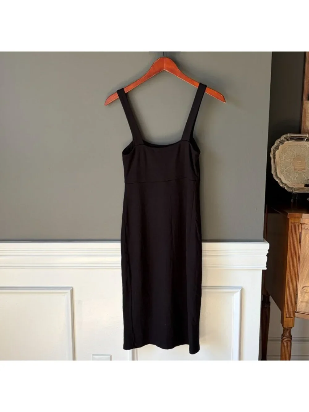 Isabella Oliver Maternity Black Midi Square Neck Stretch Tank Dress NWT Size 0 - Picture 10 of 10